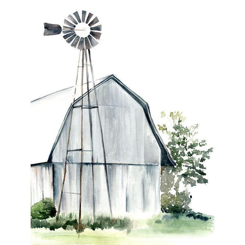 Watercolor Barn I Black Modern Wood Framed Art Print with Double Matting by Parker, Jennifer Paxton