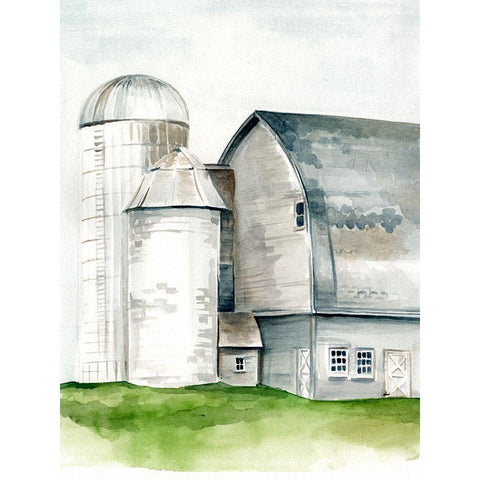 Watercolor Barn II Black Modern Wood Framed Art Print with Double Matting by Parker, Jennifer Paxton