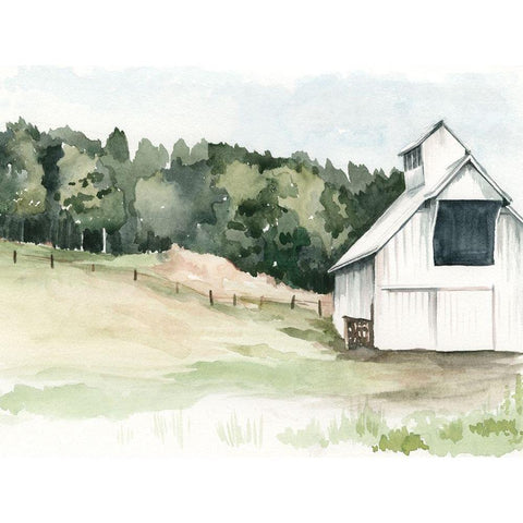 Watercolor Barn III Gold Ornate Wood Framed Art Print with Double Matting by Parker, Jennifer Paxton