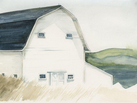 Watercolor Barn IV White Modern Wood Framed Art Print with Double Matting by Parker, Jennifer Paxton