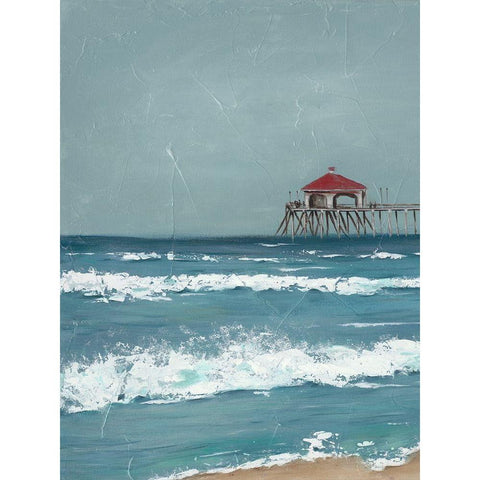 Fishing Pier Diptych I Black Modern Wood Framed Art Print with Double Matting by Reynolds, Jade