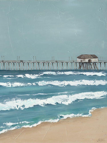 Fishing Pier Diptych II Black Ornate Wood Framed Art Print with Double Matting by Reynolds, Jade