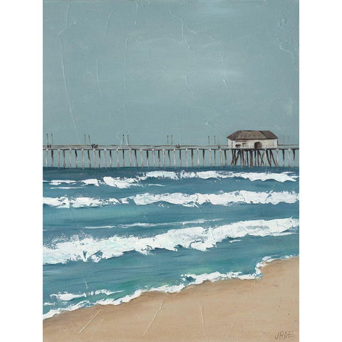 Fishing Pier Diptych II Black Modern Wood Framed Art Print by Reynolds, Jade