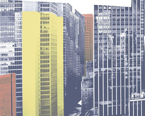 Pastel NYC I White Modern Wood Framed Art Print with Double Matting by Pica, Jeff