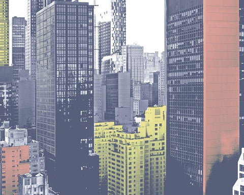 Pastel NYC II White Modern Wood Framed Art Print with Double Matting by Pica, Jeff