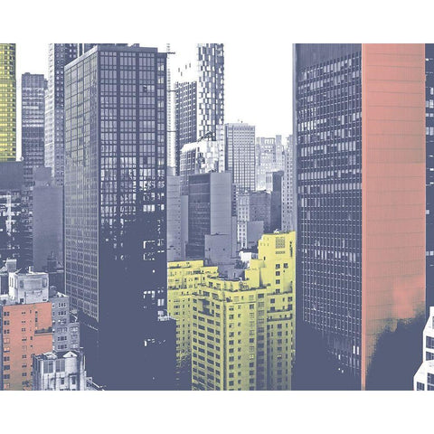 Pastel NYC II Gold Ornate Wood Framed Art Print with Double Matting by Pica, Jeff