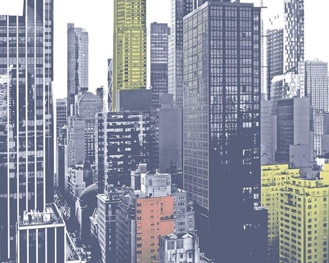 Pastel NYC III White Modern Wood Framed Art Print with Double Matting by Pica, Jeff