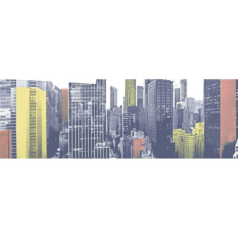 Pastel NYC Panorama Black Modern Wood Framed Art Print with Double Matting by Pica, Jeff
