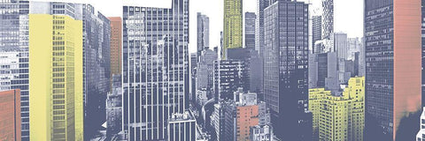 Pastel NYC Panorama White Modern Wood Framed Art Print with Double Matting by Pica, Jeff