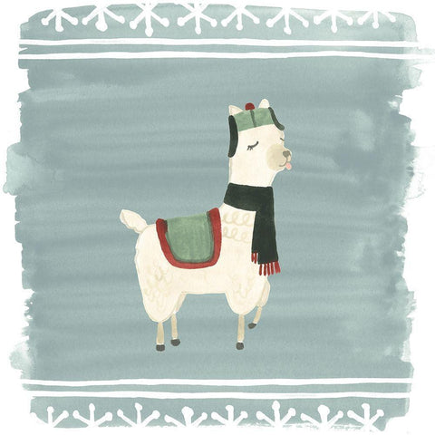 Winter Wonder Llama I White Modern Wood Framed Art Print by Vess, June Erica