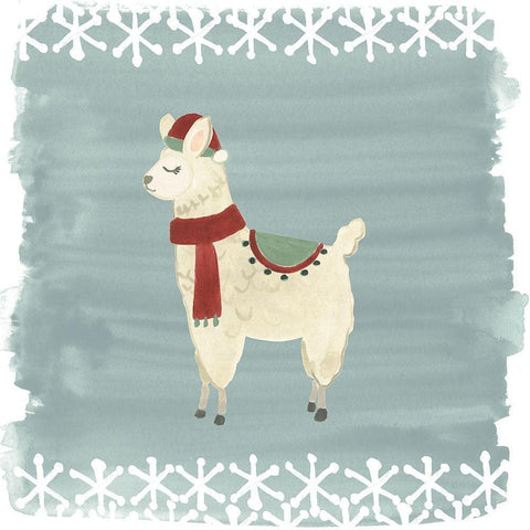 Winter Wonder Llama II Black Modern Wood Framed Art Print with Double Matting by Vess, June Erica