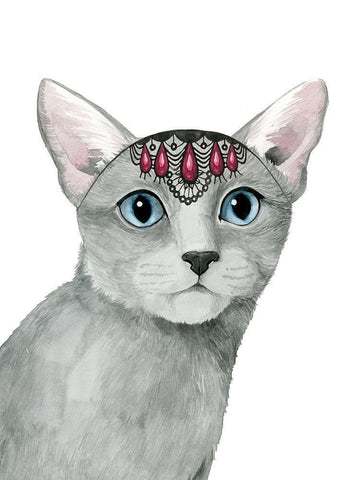 Downton Cat I White Modern Wood Framed Art Print with Double Matting by Popp, Grace