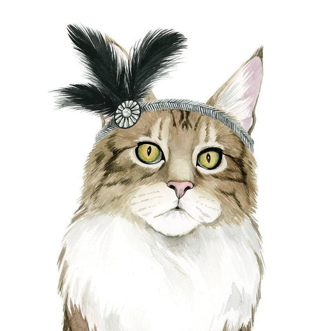 Downton Cat IV Black Modern Wood Framed Art Print with Double Matting by Popp, Grace