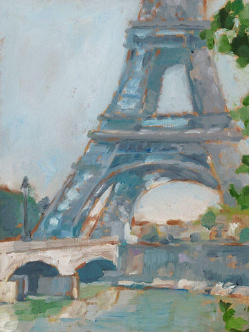 Impressionist View of Paris II White Modern Wood Framed Art Print with Double Matting by Harper, Ethan