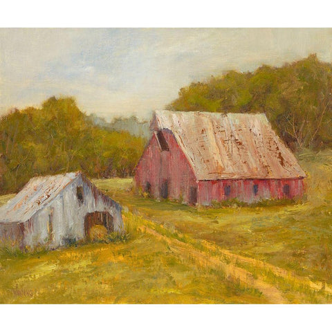 Country Barns Gold Ornate Wood Framed Art Print with Double Matting by Wendling, Marilyn