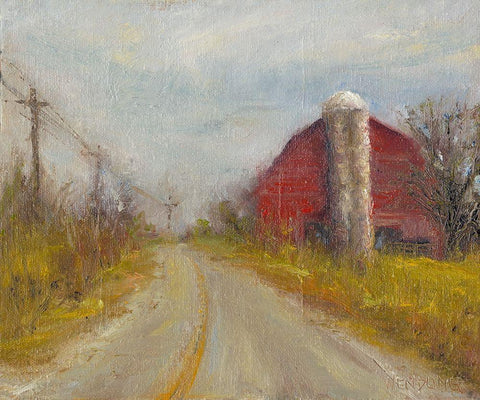 Country Silo Black Ornate Wood Framed Art Print with Double Matting by Wendling, Marilyn