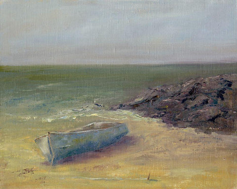 Tides Rolling In White Modern Wood Framed Art Print with Double Matting by Wendling, Marilyn