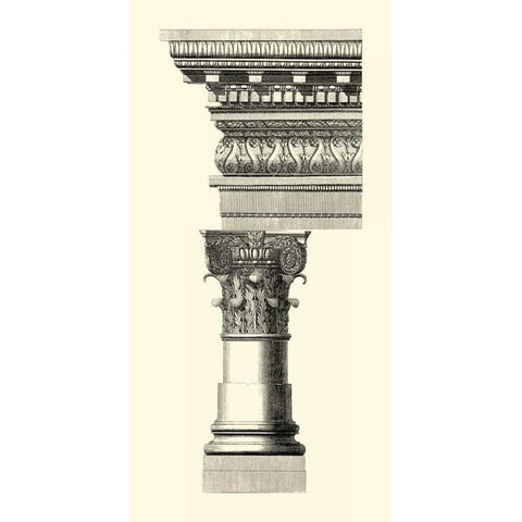 BandW Column and Cornice I Gold Ornate Wood Framed Art Print with Double Matting by Vision Studio