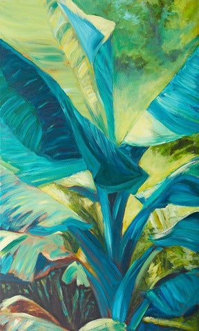 Green Banana Duo I White Modern Wood Framed Art Print with Double Matting by Wilkins, Suzanne