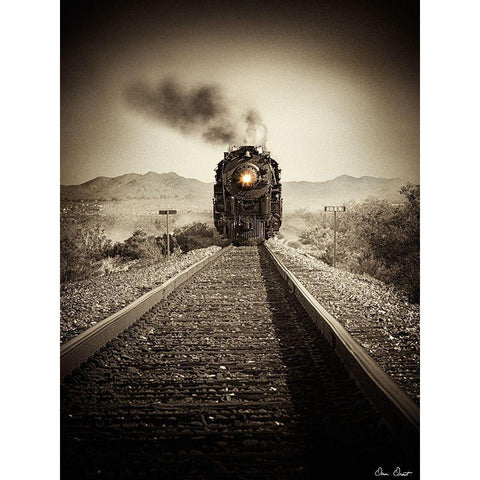 Train Arrival II Black Modern Wood Framed Art Print with Double Matting by Drost, David