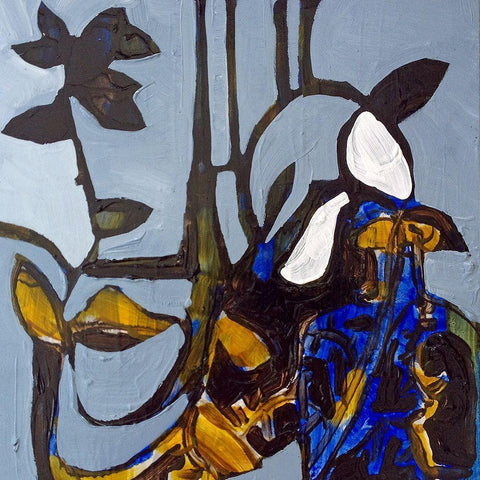 Blue I Black Modern Wood Framed Art Print by Ferrell, Erin McGee