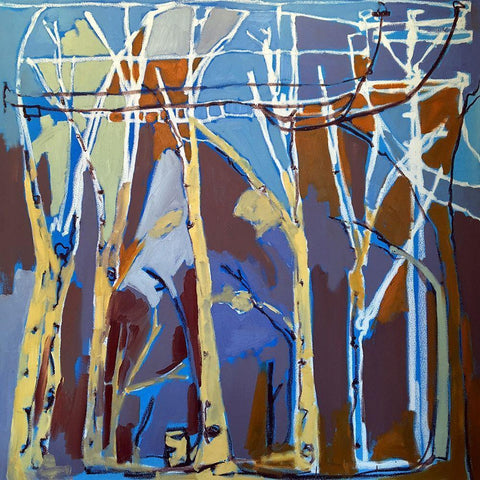 Trees and Wires II Black Modern Wood Framed Art Print by Ferrell, Erin McGee