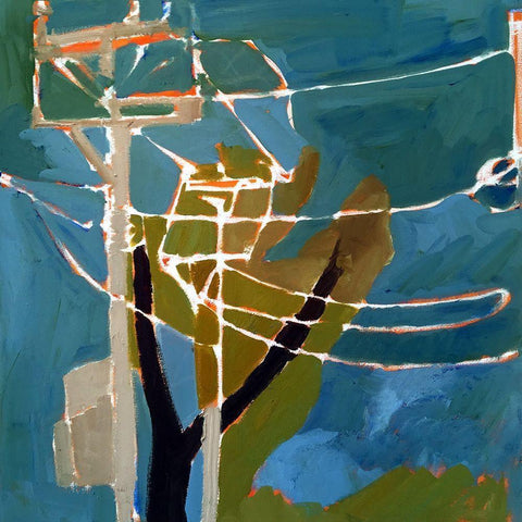 Trees and Wires VII Black Modern Wood Framed Art Print with Double Matting by Ferrell, Erin McGee