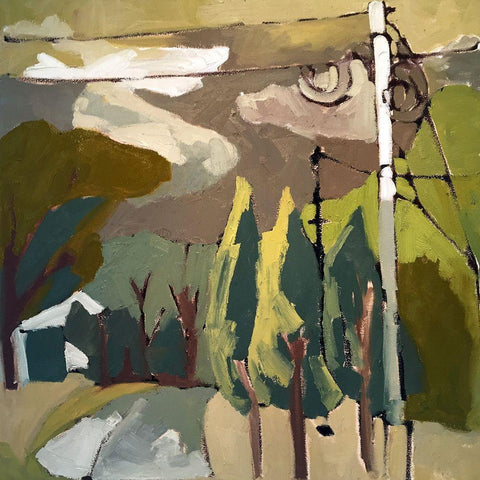 Trees and Wires IX Black Modern Wood Framed Art Print by Ferrell, Erin McGee