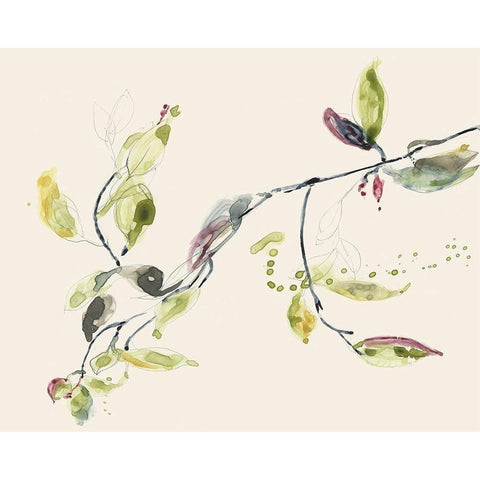 Leaf Branch I White Modern Wood Framed Art Print by Goldberger, Jennifer