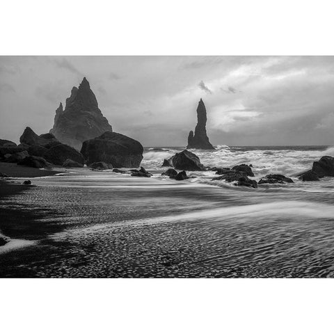 Angry Seas Black Modern Wood Framed Art Print by Head, Danny