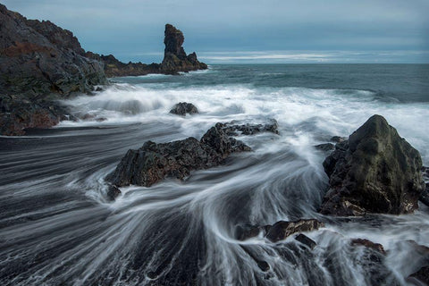 Water Ribbons White Modern Wood Framed Art Print with Double Matting by Head, Danny