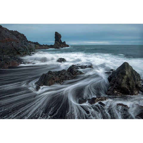 Water Ribbons Black Modern Wood Framed Art Print by Head, Danny