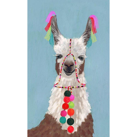 Adorned Llama I White Modern Wood Framed Art Print by Borges, Victoria