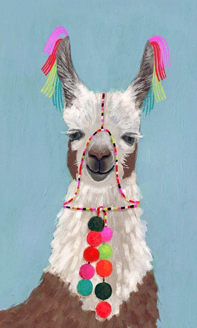 Adorned Llama I White Modern Wood Framed Art Print with Double Matting by Borges, Victoria