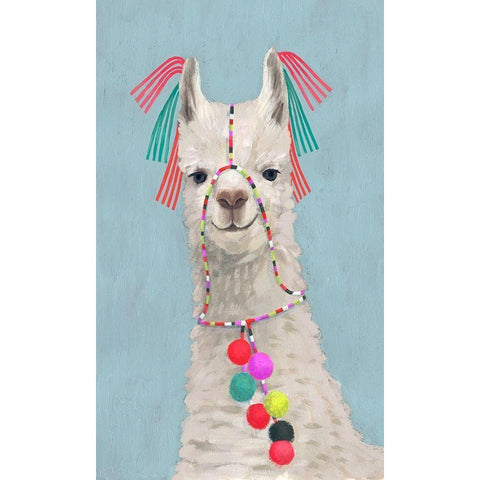 Adorned Llama II Black Modern Wood Framed Art Print with Double Matting by Borges, Victoria