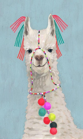 Adorned Llama II White Modern Wood Framed Art Print with Double Matting by Borges, Victoria