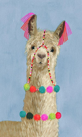 Adorned Llama III White Modern Wood Framed Art Print with Double Matting by Borges, Victoria