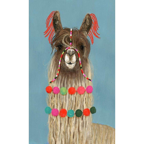 Adorned Llama IV Gold Ornate Wood Framed Art Print with Double Matting by Borges, Victoria