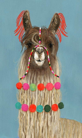 Adorned Llama IV White Modern Wood Framed Art Print with Double Matting by Borges, Victoria