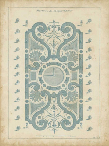 Garden Design in Blue I Black Ornate Wood Framed Art Print with Double Matting by d Argenville, DeZallier