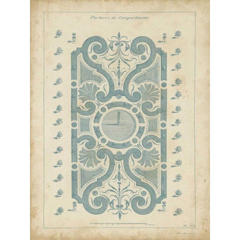 Garden Design in Blue I White Modern Wood Framed Art Print by d Argenville, DeZallier