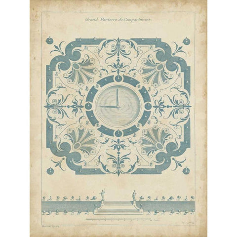 Garden Design in Blue II Black Modern Wood Framed Art Print by d Argenville, DeZallier