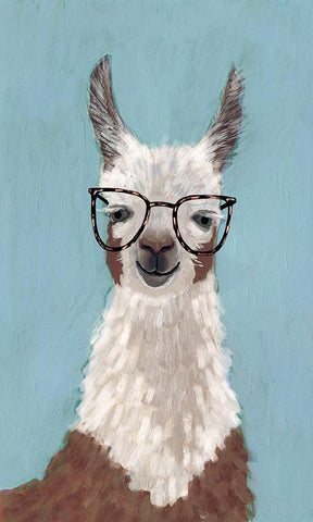 Llama Specs I White Modern Wood Framed Art Print with Double Matting by Borges, Victoria