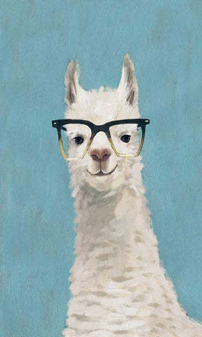 Llama Specs II Black Ornate Wood Framed Art Print with Double Matting by Borges, Victoria