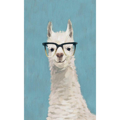 Llama Specs II Black Modern Wood Framed Art Print by Borges, Victoria