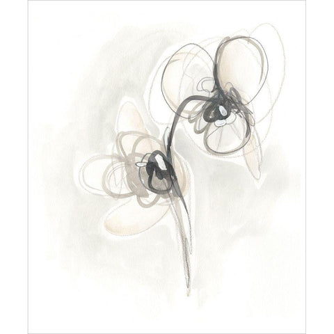 Neutral Floral Gesture I White Modern Wood Framed Art Print by Vess, June Erica