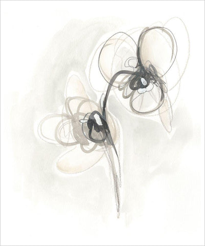 Neutral Floral Gesture I White Modern Wood Framed Art Print with Double Matting by Vess, June Erica