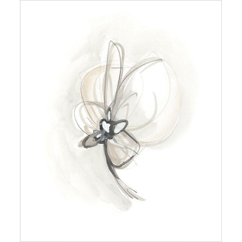 Neutral Floral Gesture II Black Modern Wood Framed Art Print with Double Matting by Vess, June Erica