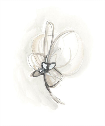 Neutral Floral Gesture II White Modern Wood Framed Art Print with Double Matting by Vess, June Erica