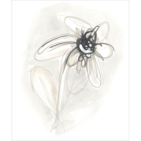 Neutral Floral Gesture V White Modern Wood Framed Art Print by Vess, June Erica